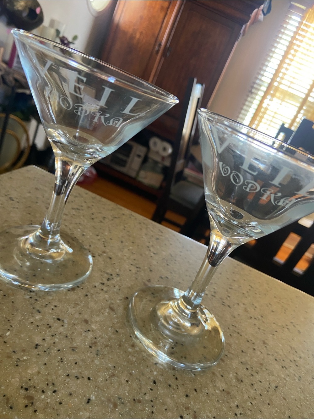 Clear Etched Martini Glasses - Set of 2